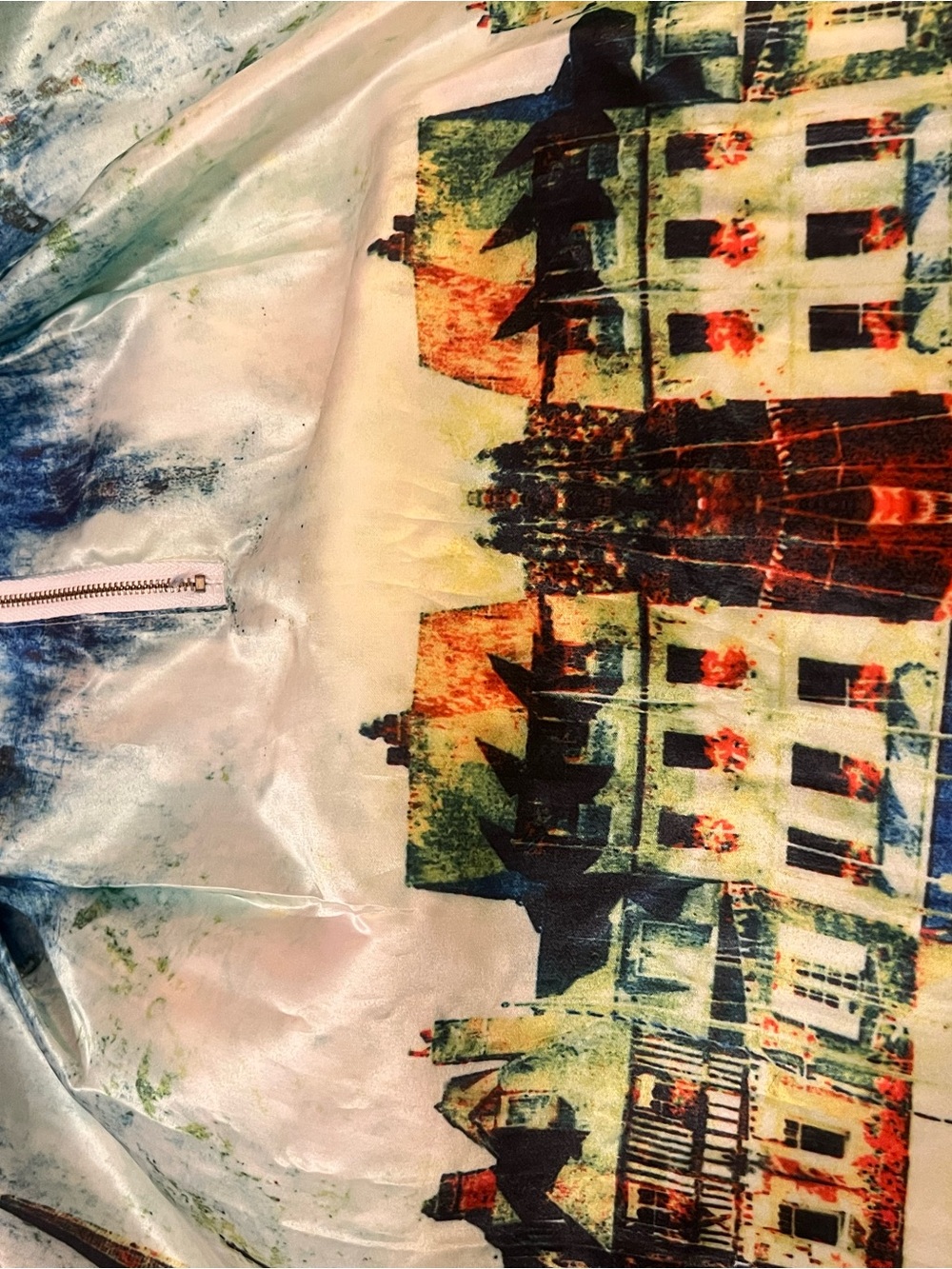 Artsy Women's Full A-Line Knee Length Skirt Multicolor City Graphic Print Zip - Picture 8 of 9